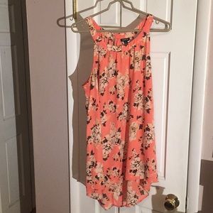 Torrid Orange Flowered High/Low Tunic Style Top
